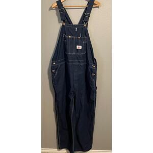 Round House Overalls Mens 48x30 Blue Denim Bib Workwear Farmers Truck Excellent